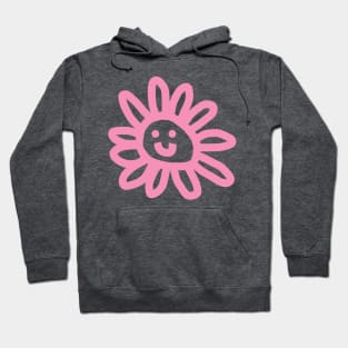 Pink Daisy Flower Smiley Face Hoodie